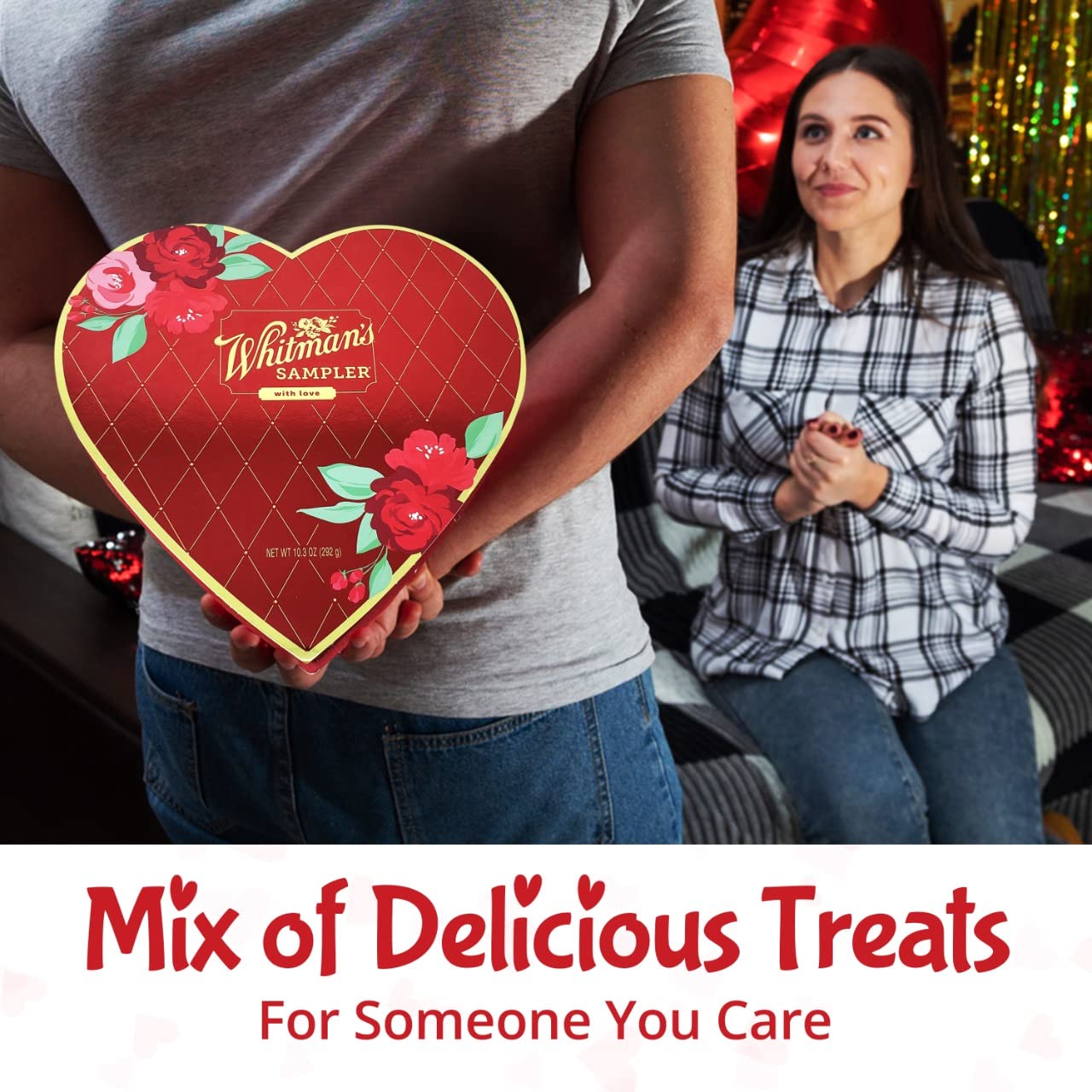Whitman’s – Corazón surtido de chocolates para el día de San Valentín  10.3 dulces de corazón de chocolate  Regalo del día de San Valentín surtidos