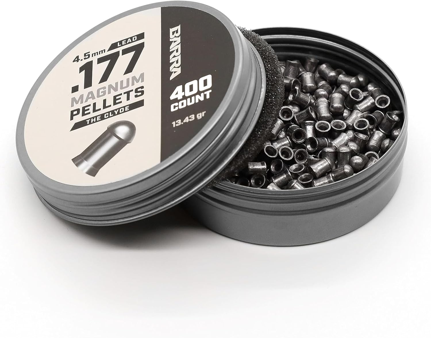 Barra Clyde Heavy .177 Cal 0.177 in Pellets, 13.43 peso de grano, munición de plomo para rifles de pellet, juego pequeño, 400 unidades