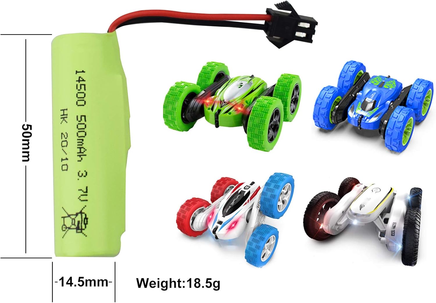 Batería Li de 6 piezas de 3.7 V 500 mAh con cargador 6 en 1 para DE35 DE38 DE40 DE50 TB202 TB201 TM201 TM202 TC141 doble cara Tumbling Stunt RC Car