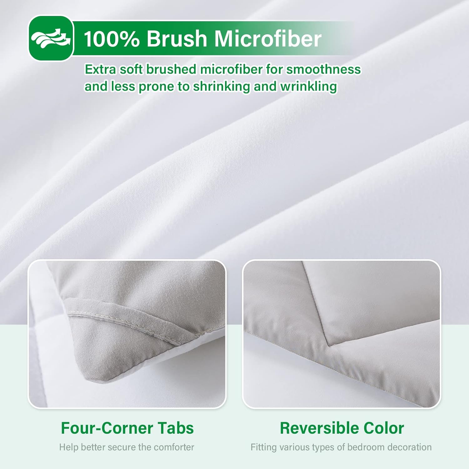 Cosybay Bed in a Bag – Juego de edredón reversible de 7 piezas para todas las estaciones, color blanco y gris claro con edredón, fundas de almohada,