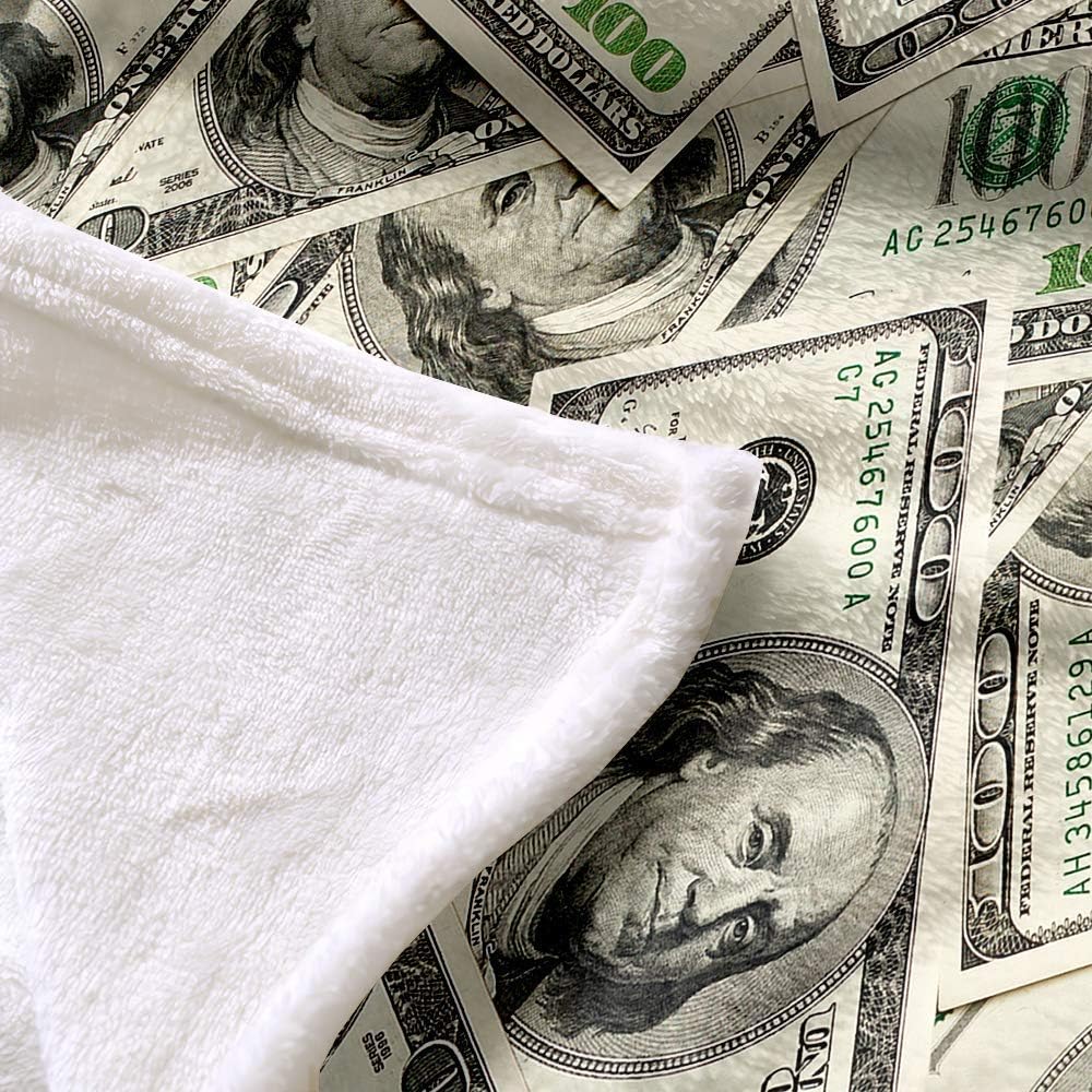 Manta de dinero, manta de franela con temática de riqueza, manta suave y mullida para dormitorio, sofá (50 x 60 pulgadas), dólar