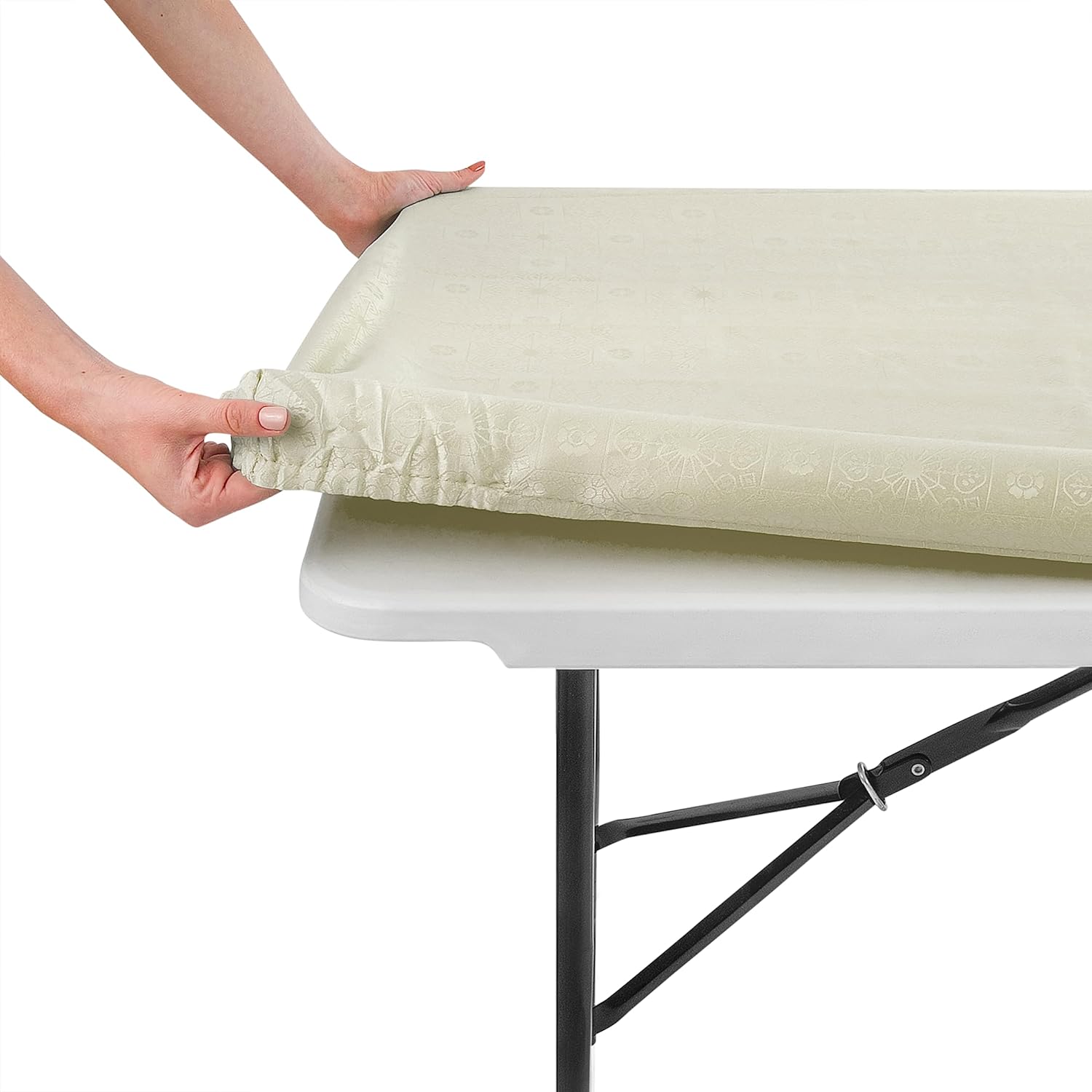 Mantel rectangular ajustable para mesas de 6 pies mantel elástico reutilizable pmesas plegables de banquete tela lavable 100% de poliéster con