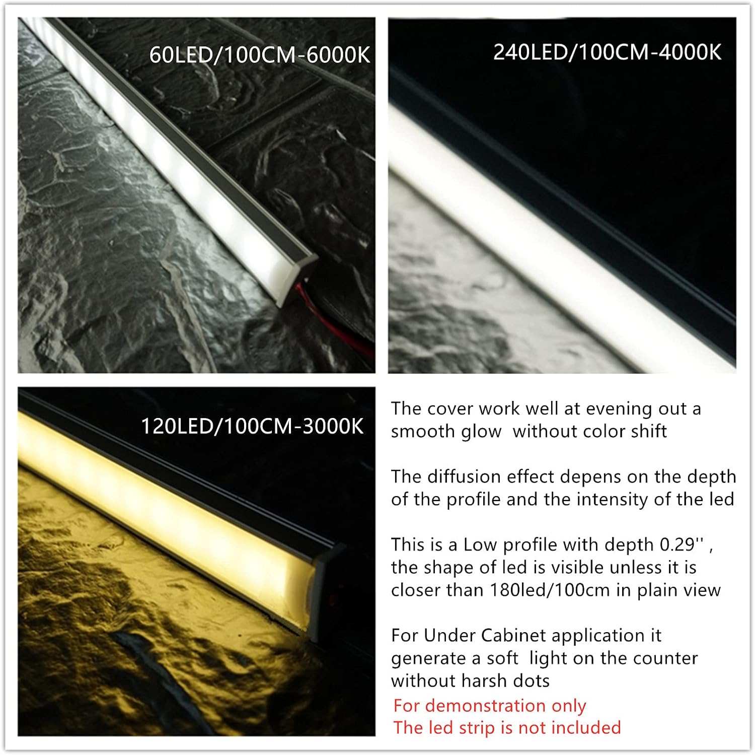 THMOOTHER Paquete de 6 tiras LED de aluminio montadas en superficie de 16 pulgadas con difusor anti UV, mejora tu iluminación con estilo y