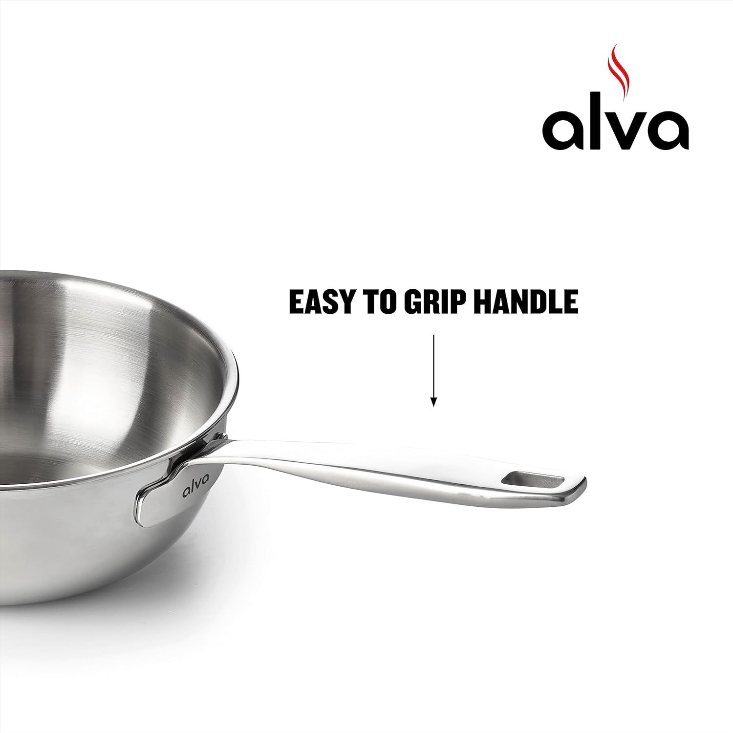 Alva Maestro – Sartén de acero inoxidable para salsa, cacerola apta para horno para cocinar, olla pequeña para sopa con tapa, utensilios de cocina