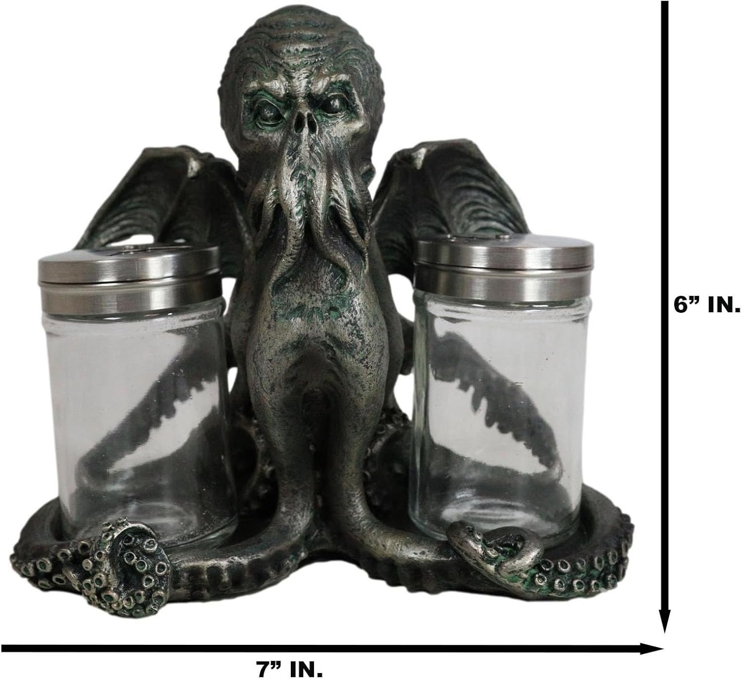 Ebros Gift Cthulhu con alas legendarias Cthulhu The Wise One Octopus Kraken Ocean Monster Salt and Pepper Shakers Holder Figurine Kitchen Dining