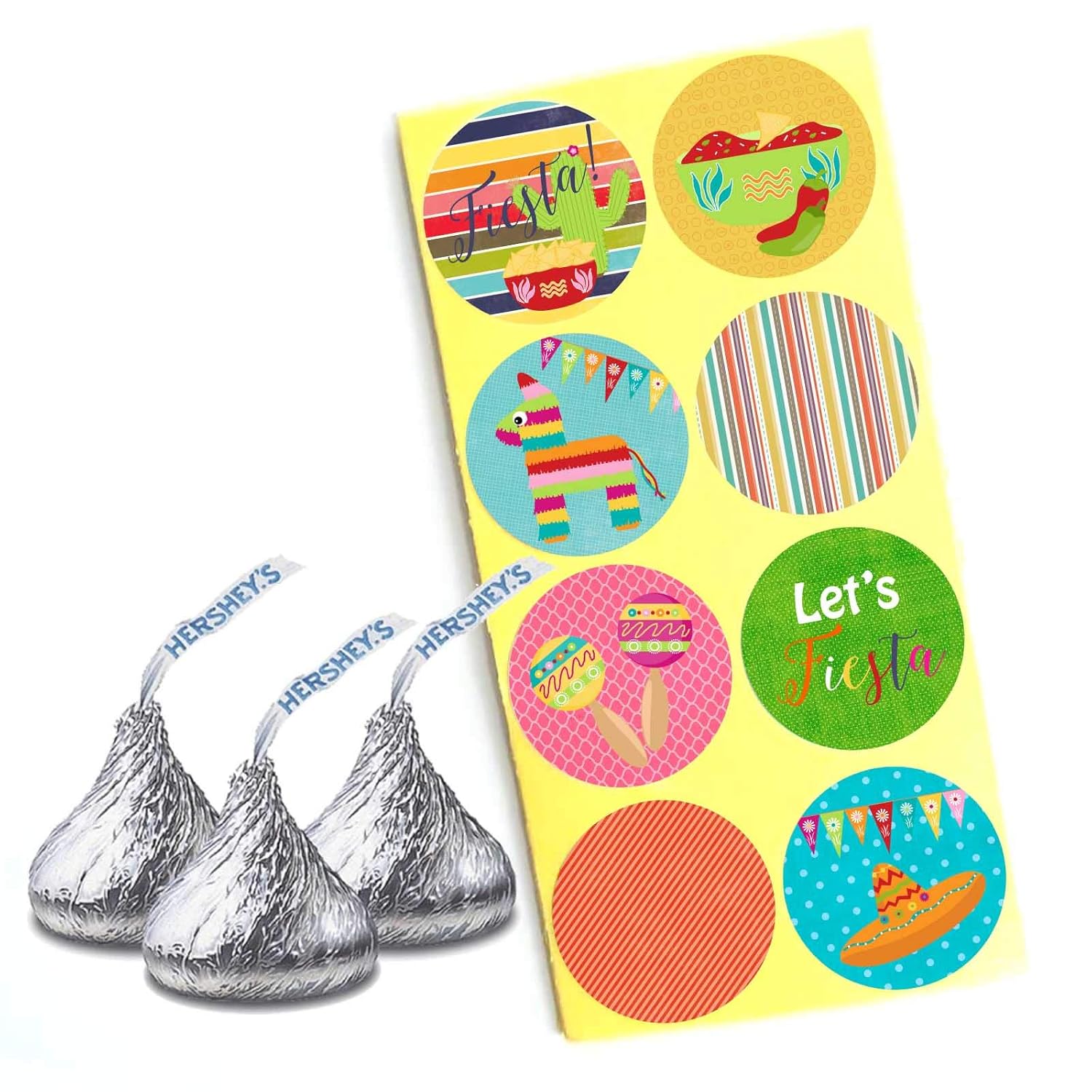 Fiesta Labels for Hershey’s Kisses Chocolates by Adore By Nat – Cinco De Mayo Festival Party Stickers – Set of 240