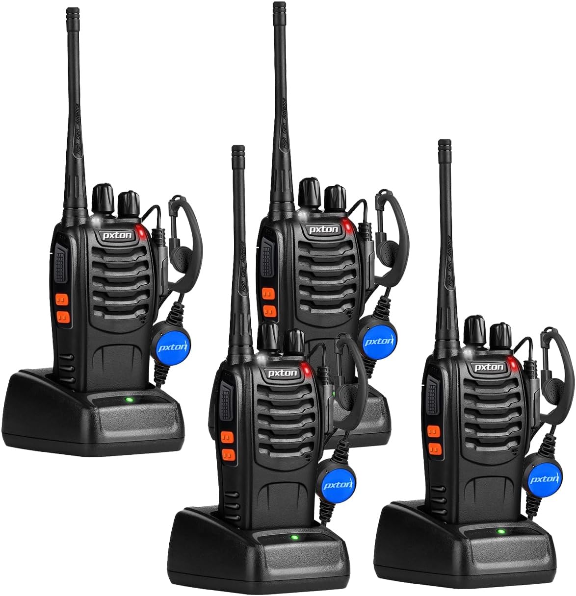 Walkie talkies recargables para adultos con auriculares mejorados y batería de iones de litio, radios bidireccionales con función VOXTOTalarma de