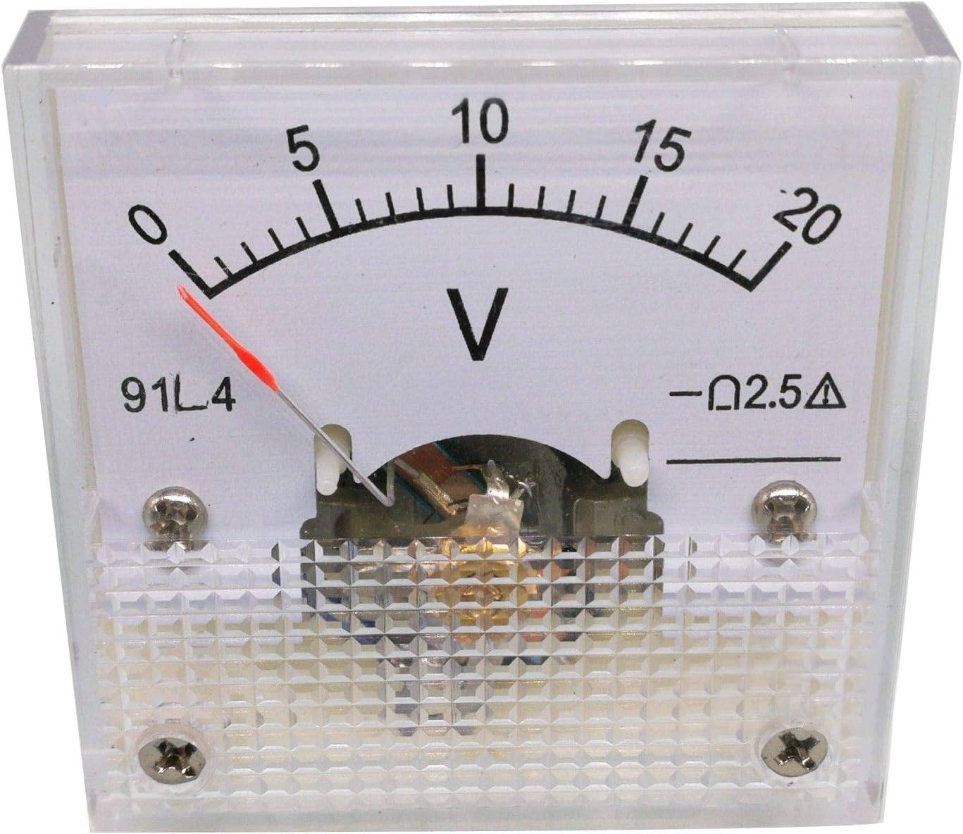 Voltímetro análogo cuadrado 91L4 del metro del panel de la aguja del puntero del voltaje de la CA 0-20V