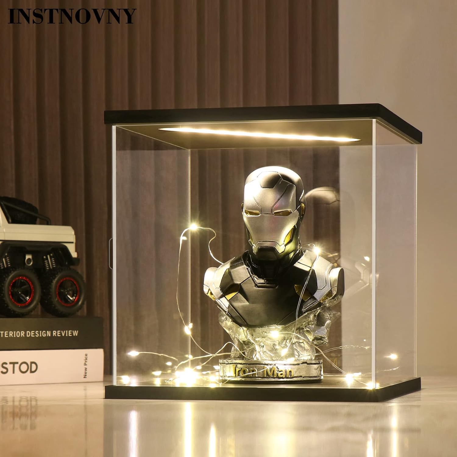 Vitrina de acrílico para coleccionables, cajas de acrílico transparente para exhibición, figuras de acción, juguetes de construcción iluminados,