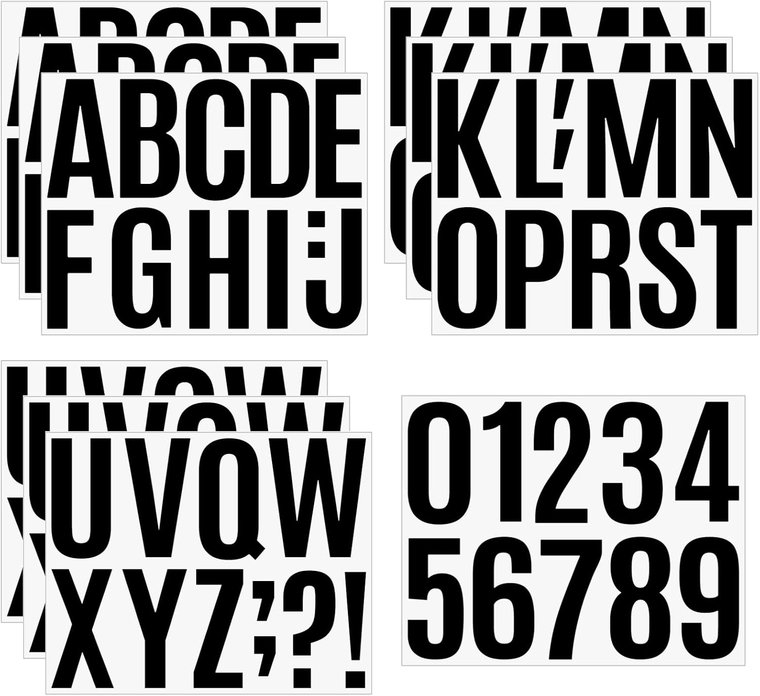 Calcomanías de letras grandes de 4 pulgadas, 103 piezas, 10 hojas grandes autoadhesivas de números, para buzón, puerta, automóviles, ventanas,