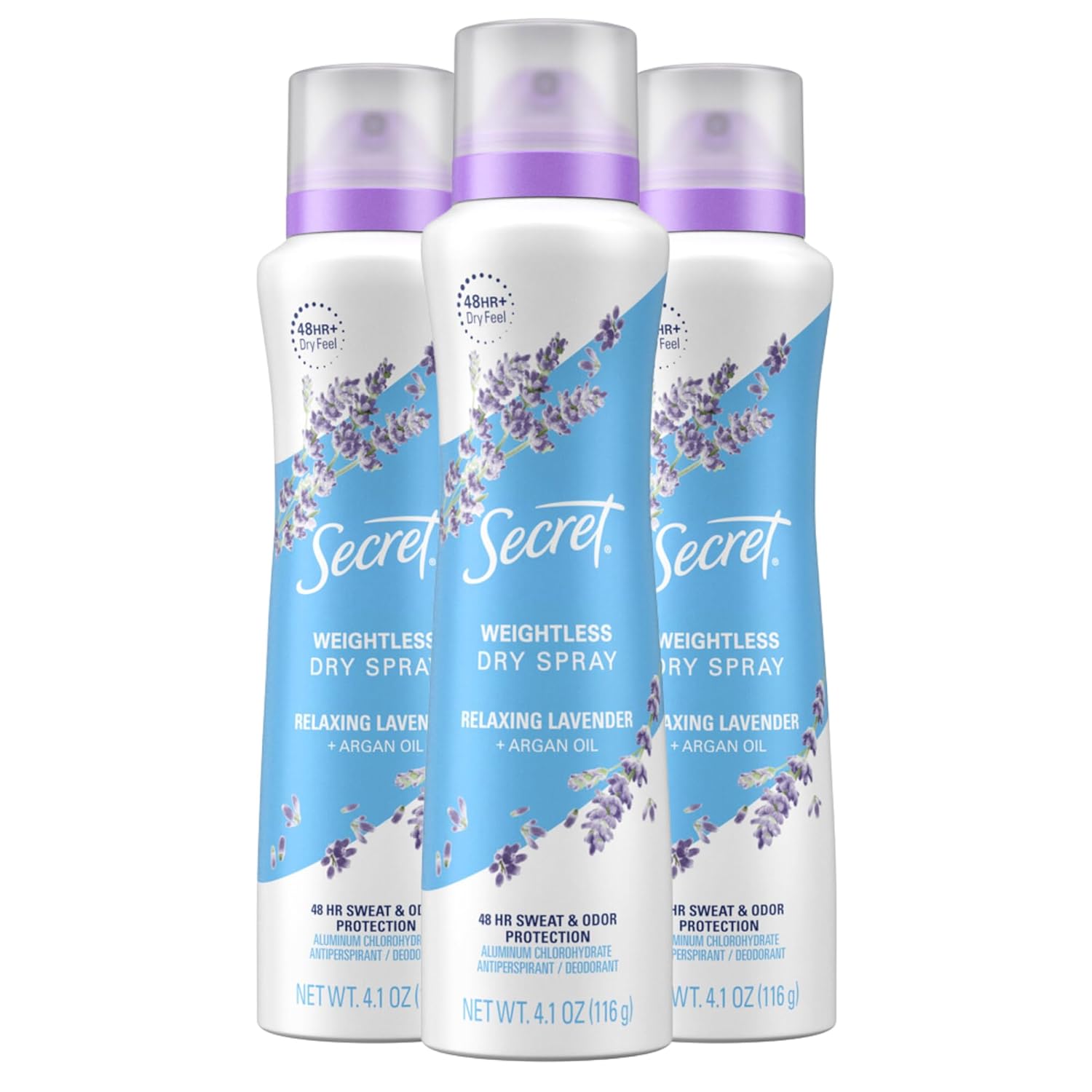 Secret Desodorante antitranspirante en spray seco, lavanda relajante, 4.1 onzas (paquete de 3)