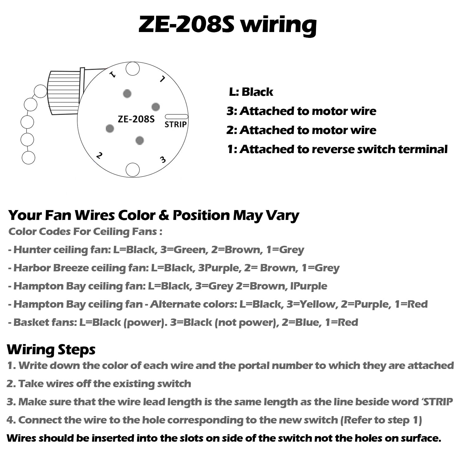 Zing Ear ZE-208s Interruptor de cadena de tracción, interruptor de control de 3 velocidades compatible con ventiladores de techo, lámparas y luces