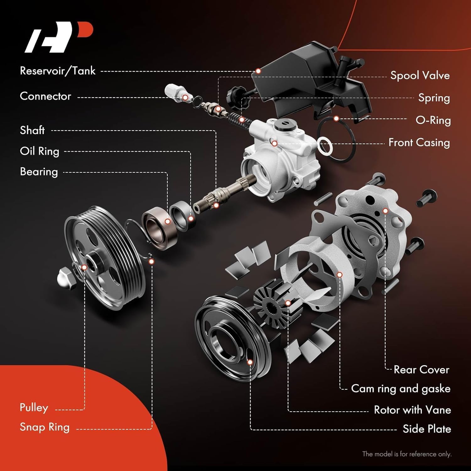 A-Premium Bomba de dirección asistida, con polea y depósito, compatible con Chevrolet Captiva Sport 2012 2013 2014 2015, L4 2.4L, repuesto #