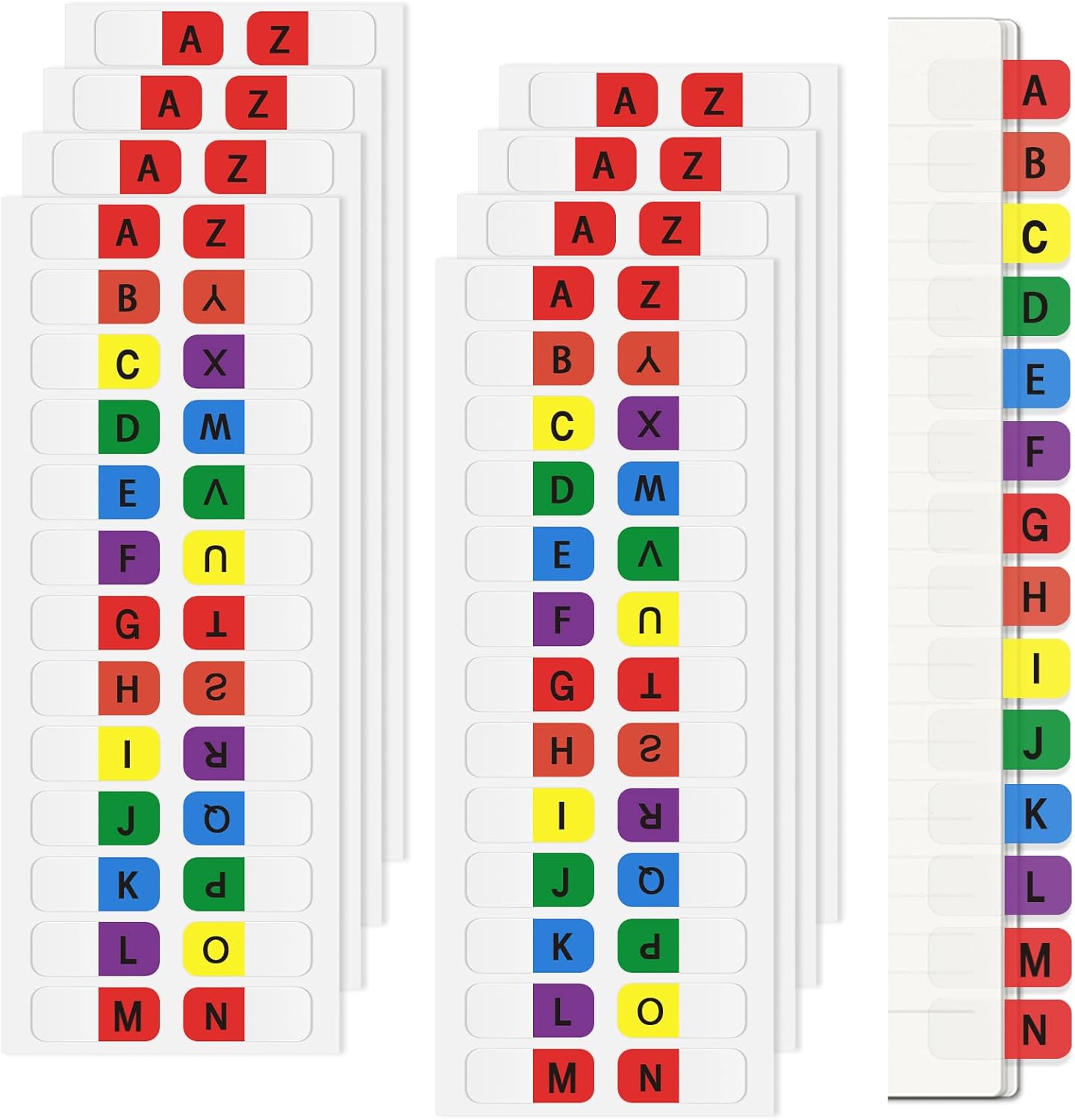 A-Z – Pestañas adhesivas multicolor del alfabeto, pestañas autoadhesivas para páginas, pestañas alfabéticas permanentes transparentes, pestañas