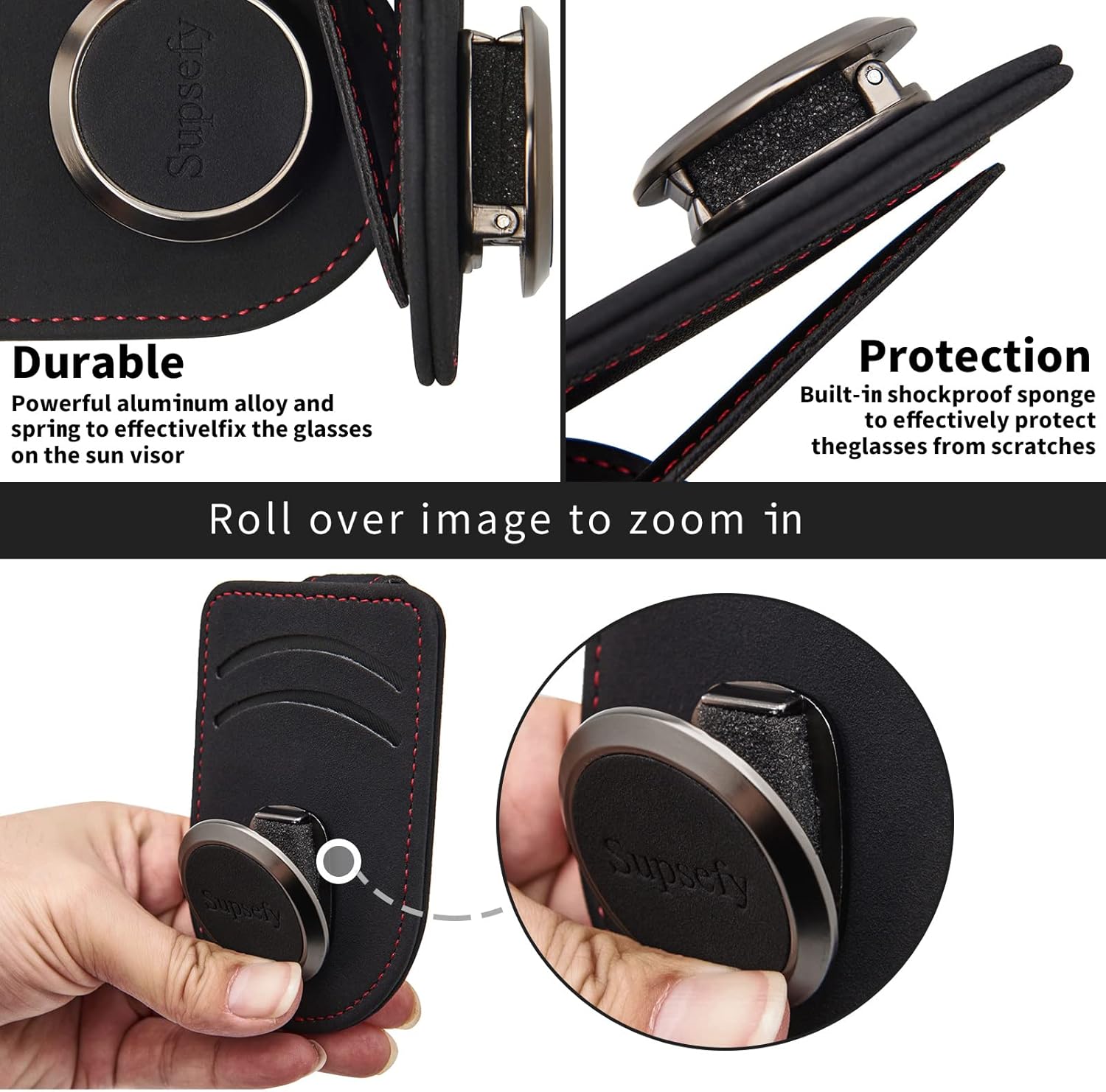Soporte universal para lentes de sol para lentes de sol de automóvil, soporte para visera de automóvil para almacenamiento de múltiples gafas, clip