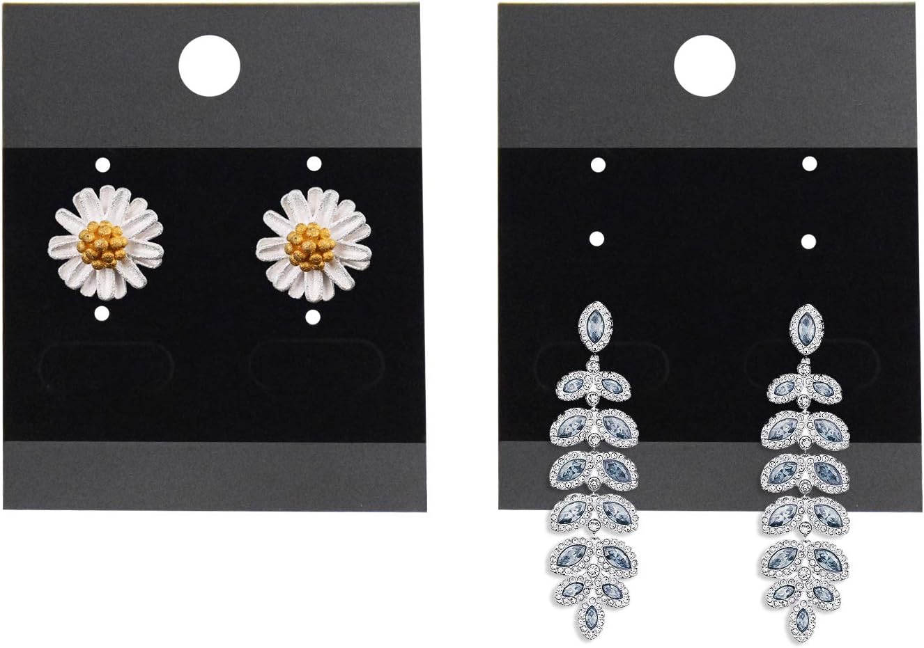 120 tarjetas para aretes, exhibición de plástico de terciopelo para accesorios de joyería, 1.65 x 2 pulgadas (negro)