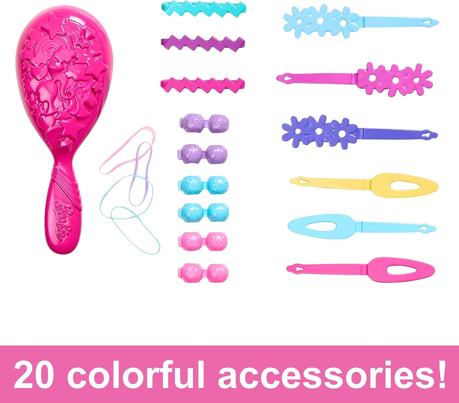 Barbie Cabeza de estilo de muñeca, cabello rubio con 20 accesorios coloridos, cabeza de muñeca para peinar el cabello