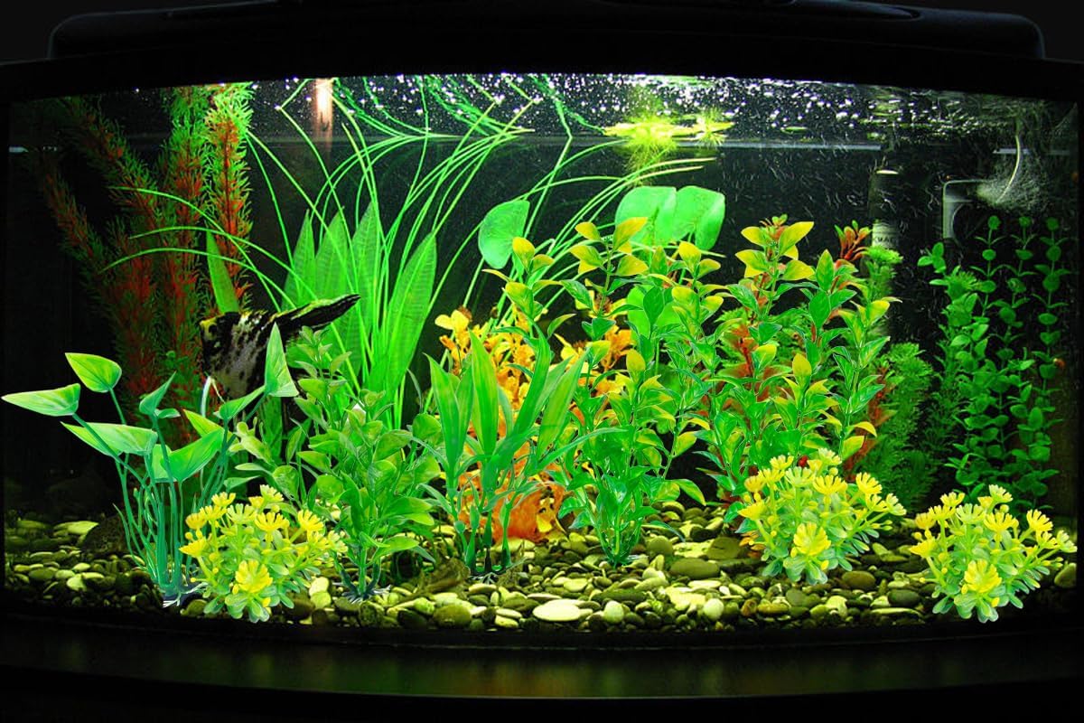 TANOMA Accesorios para pecera, decoración de plantas, plantas artificiales de acuario de plástico para peces, 10 unidades
