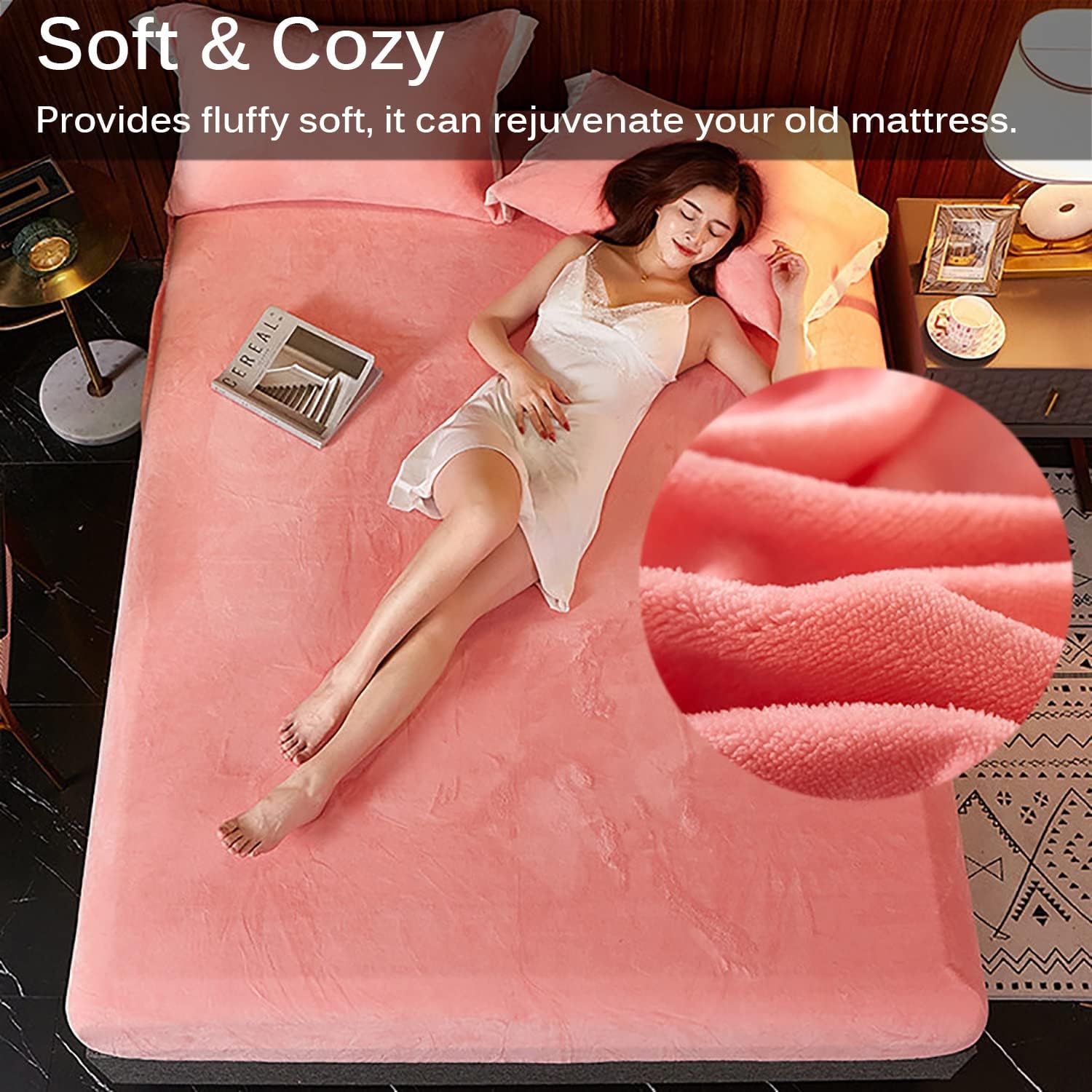 Sábanas de cama cálidas, funda de colchón de franela gruesa, sábana bajera de color sólido para dormitorio de hotel, funda protectora de colchón de
