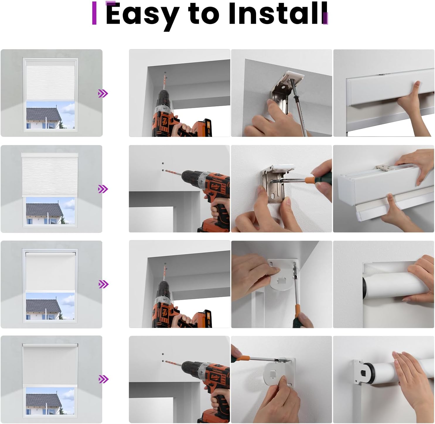 Persianas motorizadas de cebra para ventana persianas inteligentes Astomi con persianas enrollables inalámbricas, control remoto, control de voz,