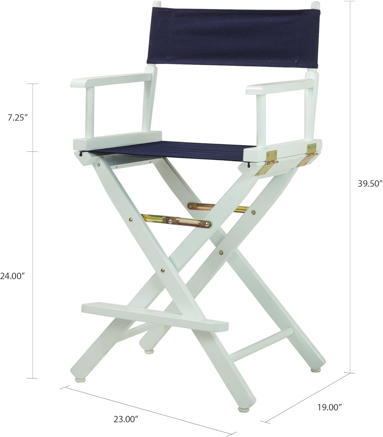 Casual Home – Silla de director de 24.0in, marco blanco con lona azul marino, altura de mostrador