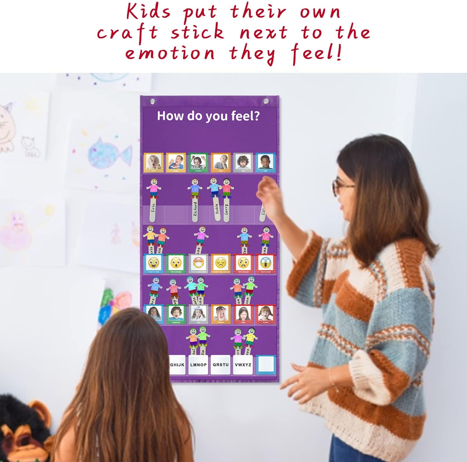 Emotions Feeling – Tabla de bolsillo para expresar tus sentimientos, con 24 tarjetas para profesores de preescolar, decoración de guardería,
