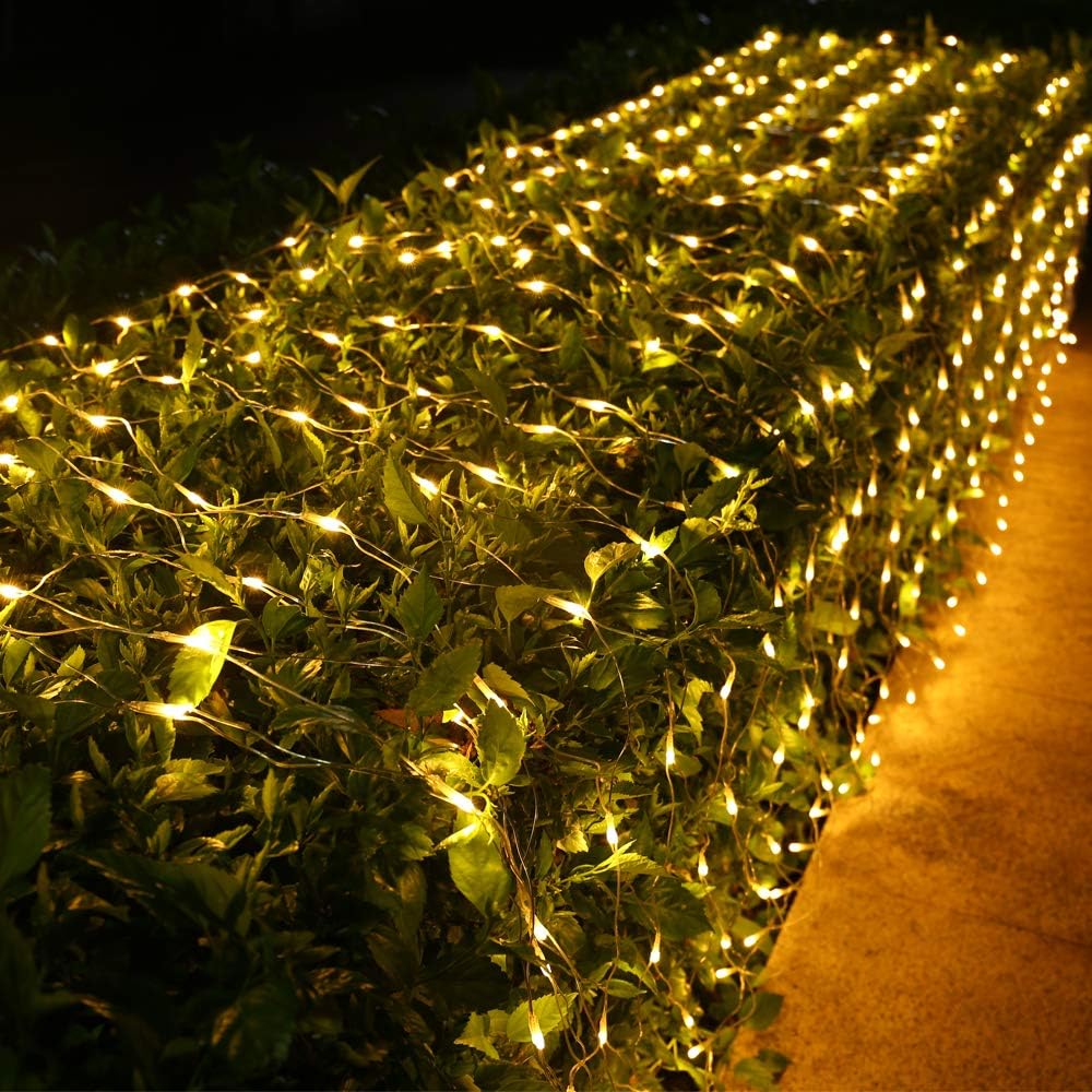 Joomer 360 luces LED de red de Navidad de 12 x 5 pies, 8 modos de luces de malla conectables, temporizador, impermeable para árboles de Navidad,