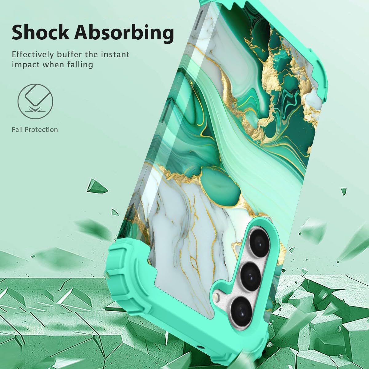 Hocase Funda para Galaxy S23, protección resistente a prueba de golpes, parachoques de goma de silicona suave+funda protectora híbrida de plástico