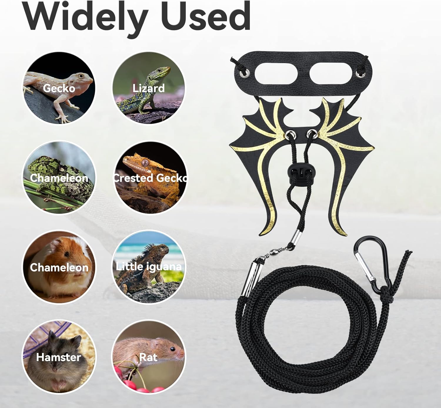 Ullnosoo – Correa de dragón barbudo, accesorios de arnés ajustable para reptiles y lagartos Ullnosoo Dinosaur de cuero suave para caminar