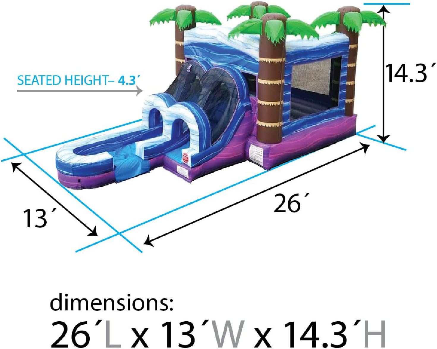 TentandTable Tobogán acuático inflable para niños pequeños y niños, castillo animoso de grado comercial para adultos, casa de salto, incluye