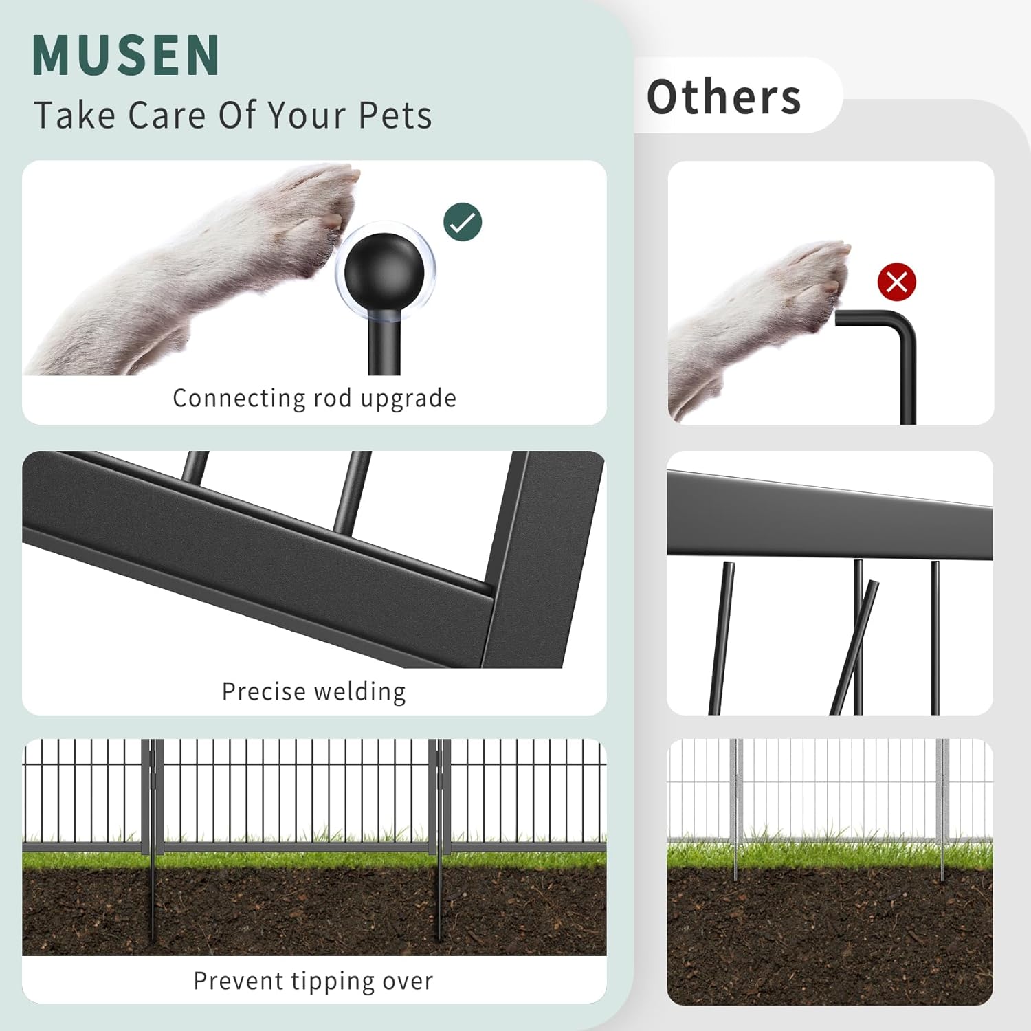 Musen Corralito para perros para interiores y exteriores, 8 paneles de 40 pulgadas de altura, corral de ejercicio con puertas para perros grandes,