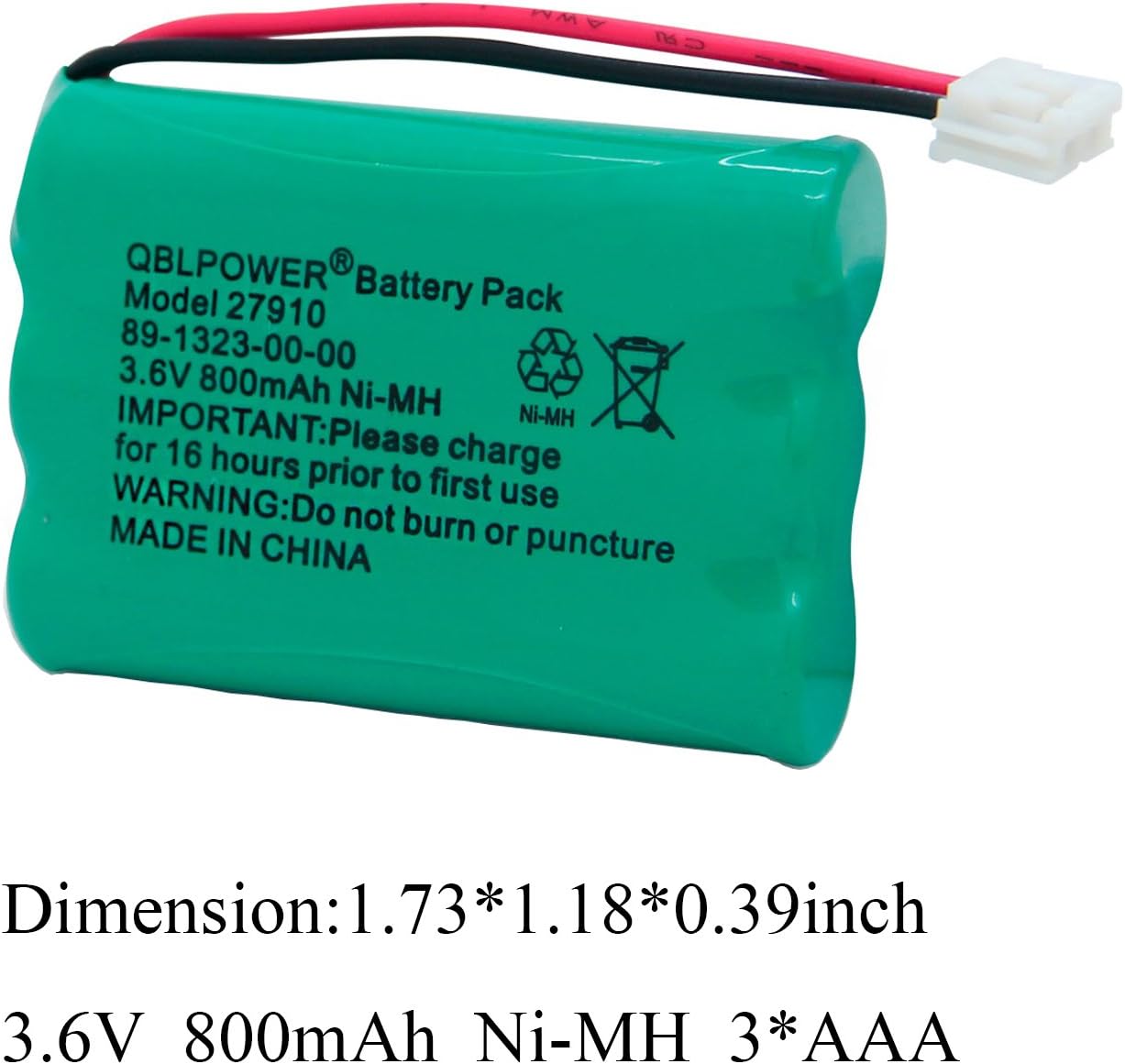 QBLPOWER 27910 Batería recargable para teléfono inalámbrico compatible con teléfonos inalámbricos 89-1323-00-00 E1112 E2801 TL72108 SD-7501 23-959