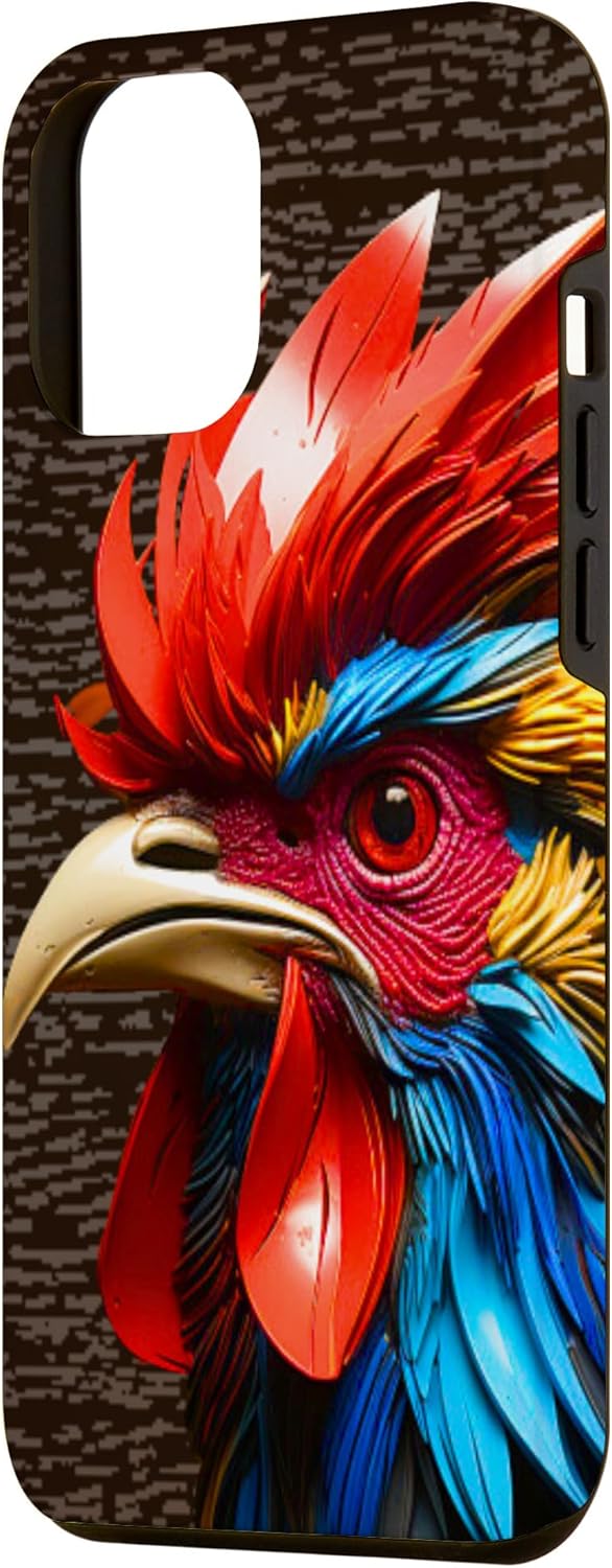Funda para iPhone 12 Pro Max Gallo Gallo Granja Animal Arte Gallo