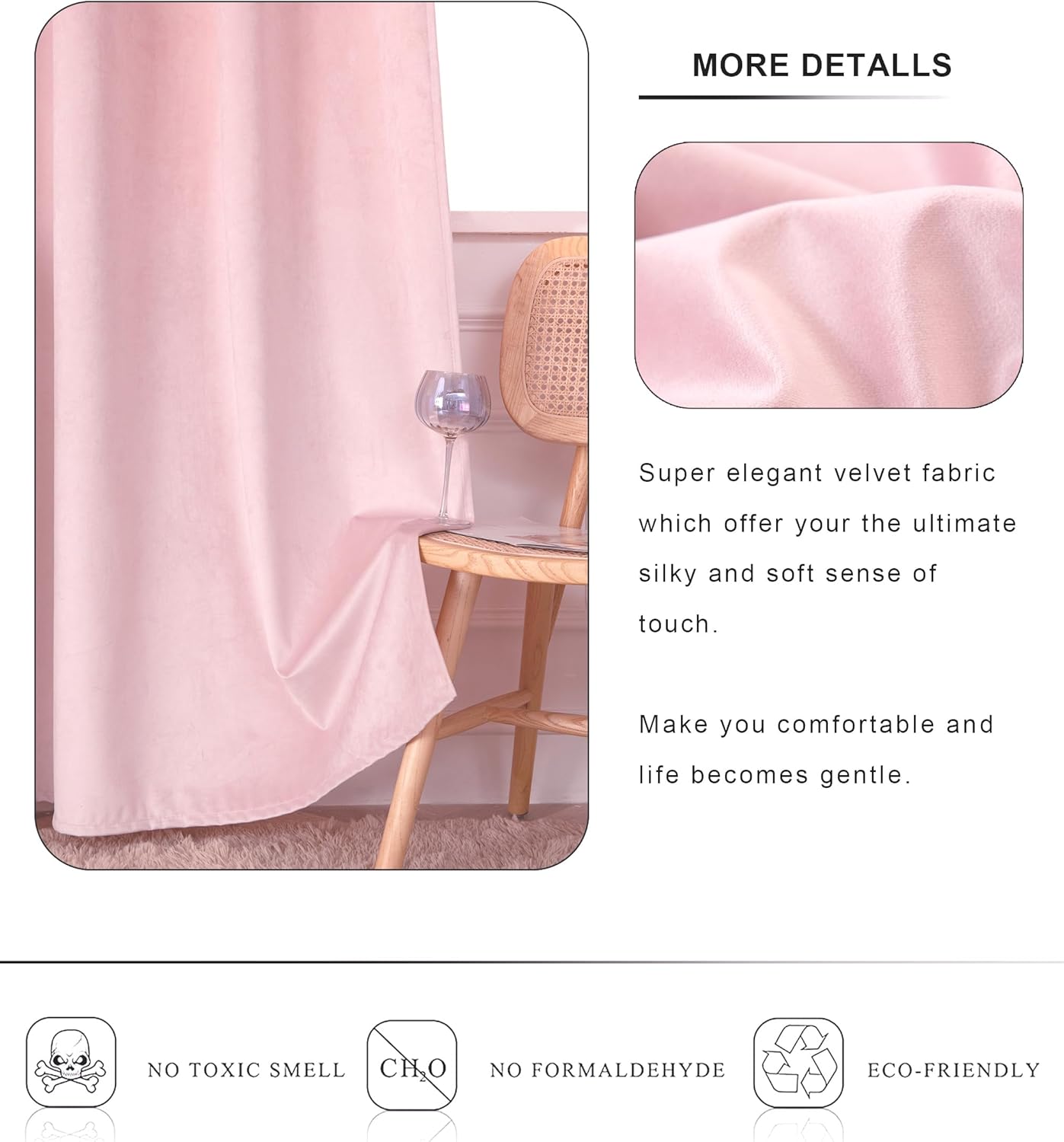 Cortinas de terciopelo rosa de 108 pulgadas súper suaves para decoración del hogar, juego de 2 paneles, cortinas de terciopelo con aislamiento