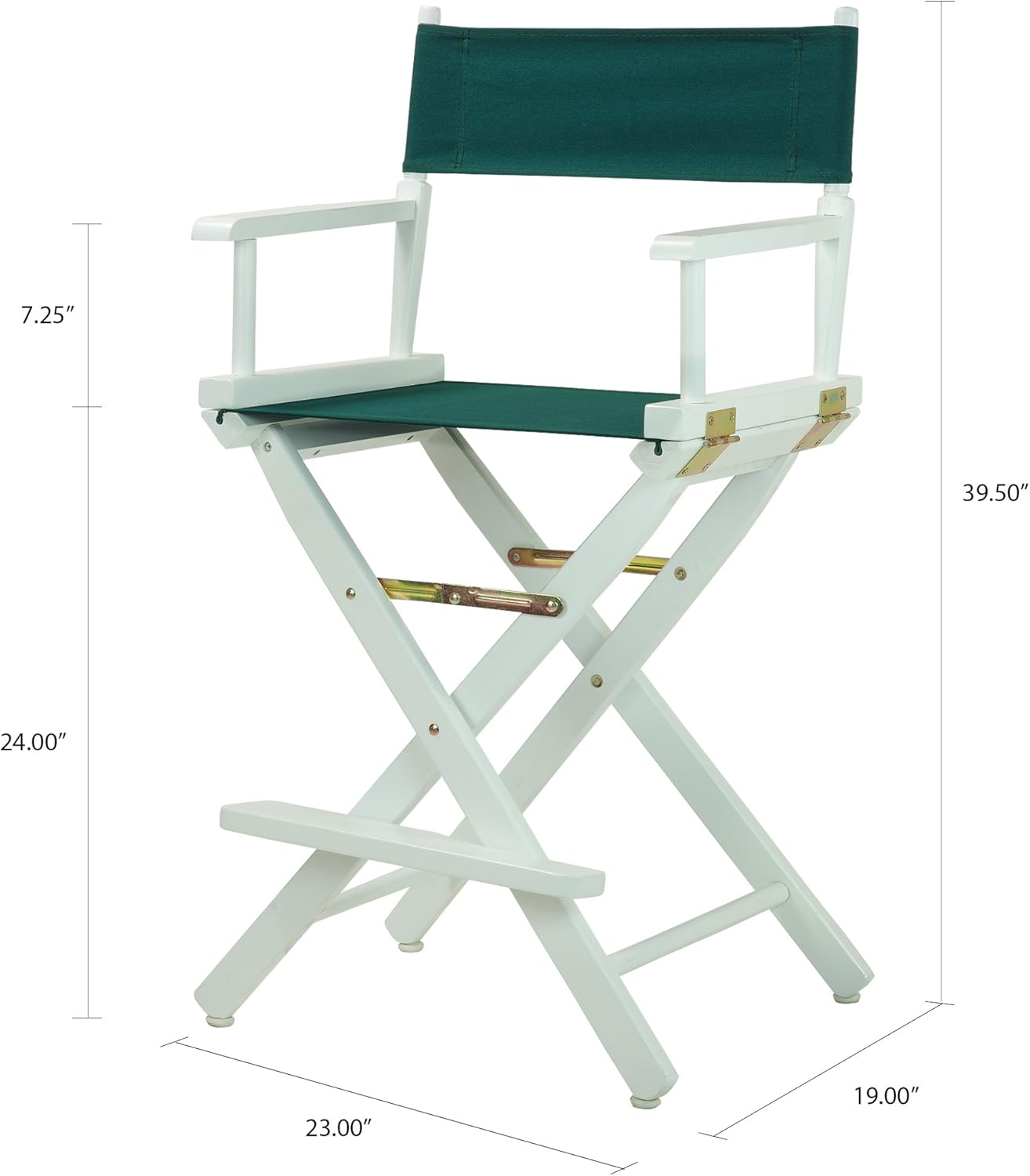 Casual Home – Silla de director de 24.0in, marco blanco con lona verde cazador, altura de mostrador