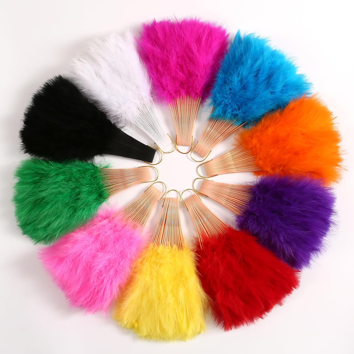 Abanico plegable de plumas vintage de los años 20 con diseño de marabú, ventilador de mano, para fiesta de disfraces, espectáculos de baile y