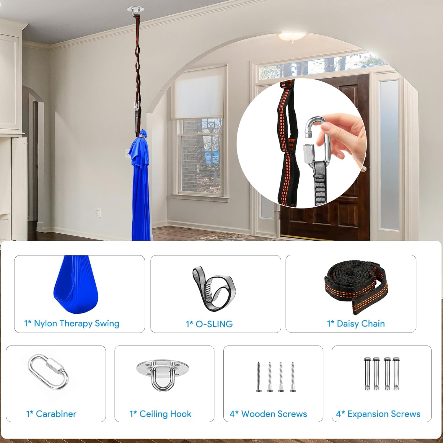 Columpio sensorial, columpio de terapia para niños y adultos, columpio para acurrucarse en interiores y exteriores, hamaca columpio para niños con