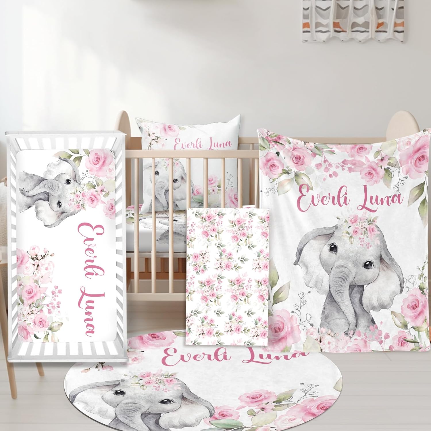 Juego de ropa de cama personalizada para cuna decoración personalizada para guardería, manta de bebé, sábana bajera para cuna, funda para cambiador,