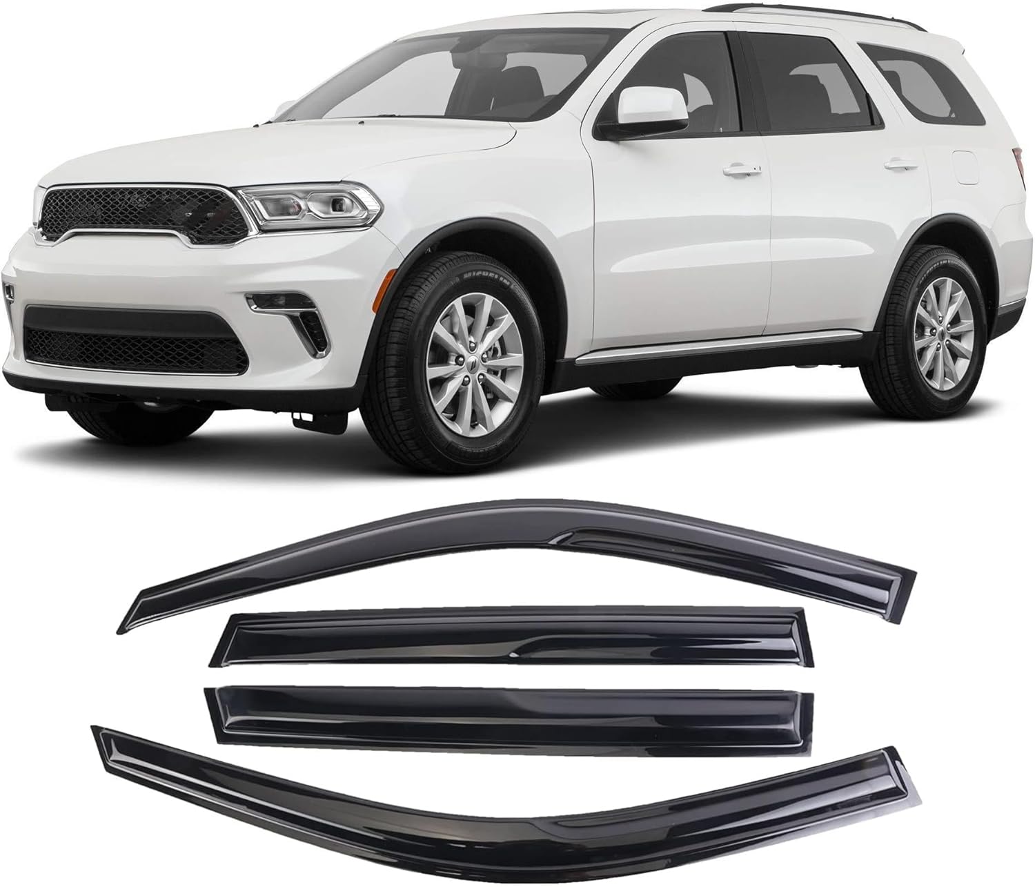 WONSABON Juego de 4 viseras adhesivas para ventana, deflectores, protectores contra la lluvia, compatible con Dodge Durango 94267 2011-2023