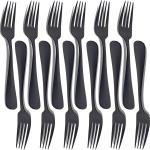 Seeshine – Juego de 12 tenedores de acero inoxidable de 8 pulgadas, color negro mate, tenedores de postre, tenedores de cubiertos para familia, Seeshine – Juego de 12 tenedores de acero inoxidable de 8 pulgadas, color negro mate, tenedores de postre, tenedores de cubiertos para familia,