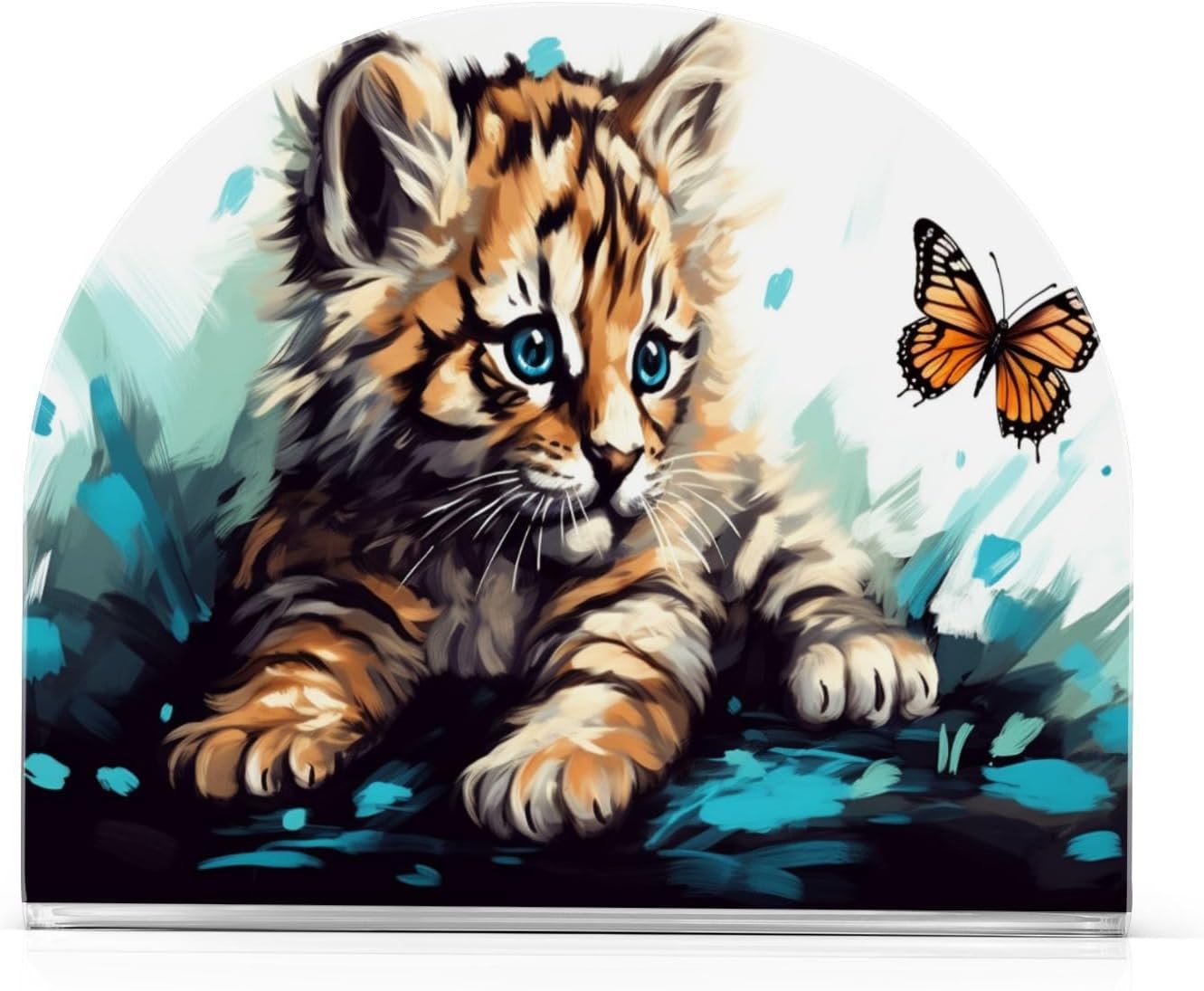 Napkin Holder Cat Plays Butterfly Napkin Holders for Tables, Clear Acrylic Napkin Holders Cocktail Napkin Holder for Kitchen Restaurant Bar Home