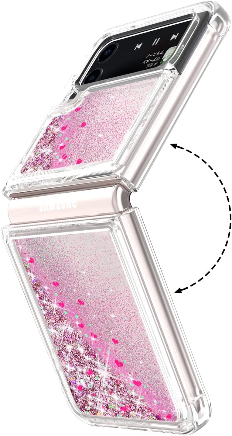 EnCases Funda para Samsung Galaxy Z Flip 4 con purpurina líquida, Galaxy Z Flip 4, funda brillante de arena movediza brillante a prueba de golpes