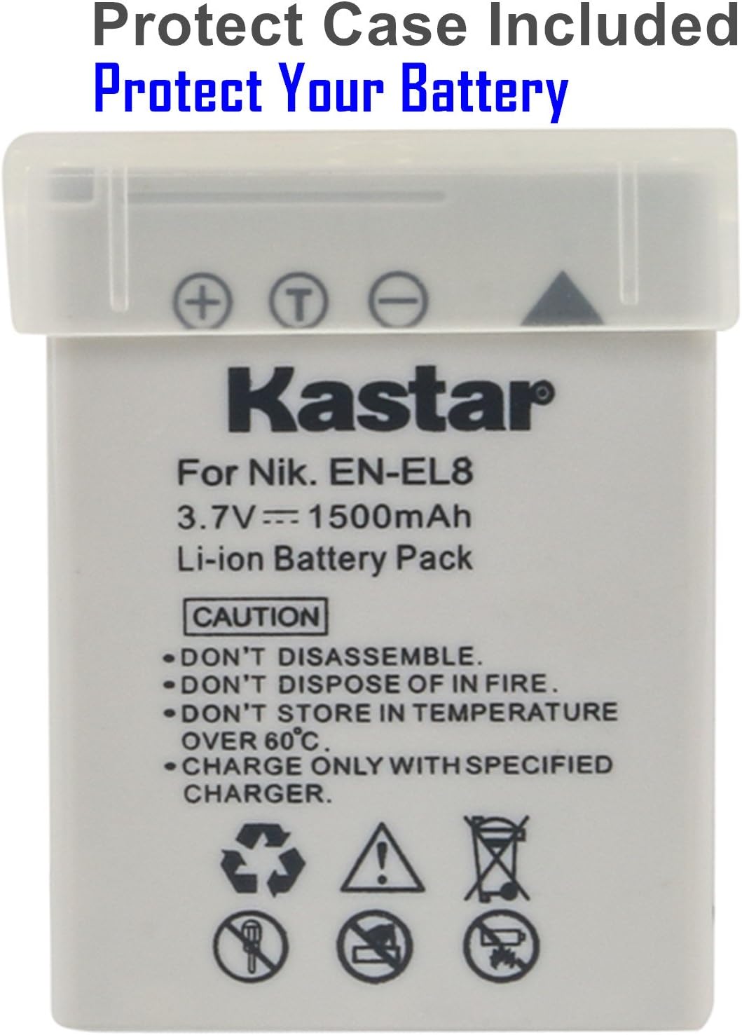 Kasatar EN-EL8 – Batería de repuesto para Nikon Coolpix P1 P2 Coolpix S1 S2 S3 S5 S6 S7 S7c S8 S9 Coolpix S50 S50c Coolpix S51 S51c S52 S52c