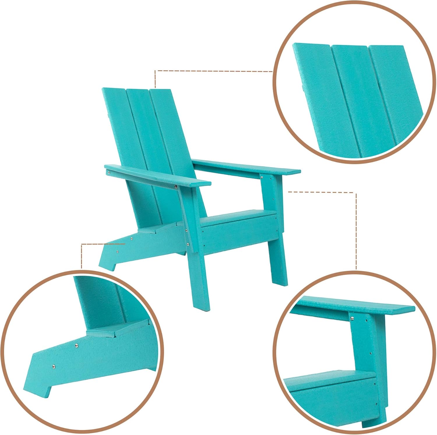 Silla Adirondack moderna, muebles de patio al aire libre de alta calidad para todo tipo de clima, asiento de 21 pulgadas de ancho, hasta 350 libras,