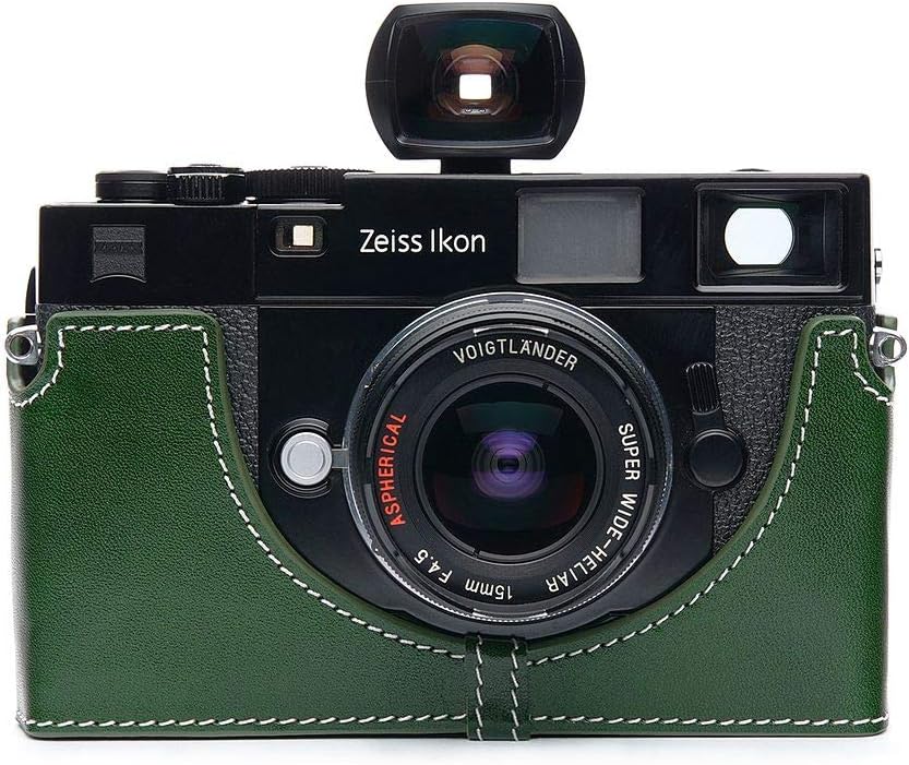 Hecho a mano de cuero auténtico medio cámara caso bolsa cubierta para ZEISS IKON ZM SW color verde