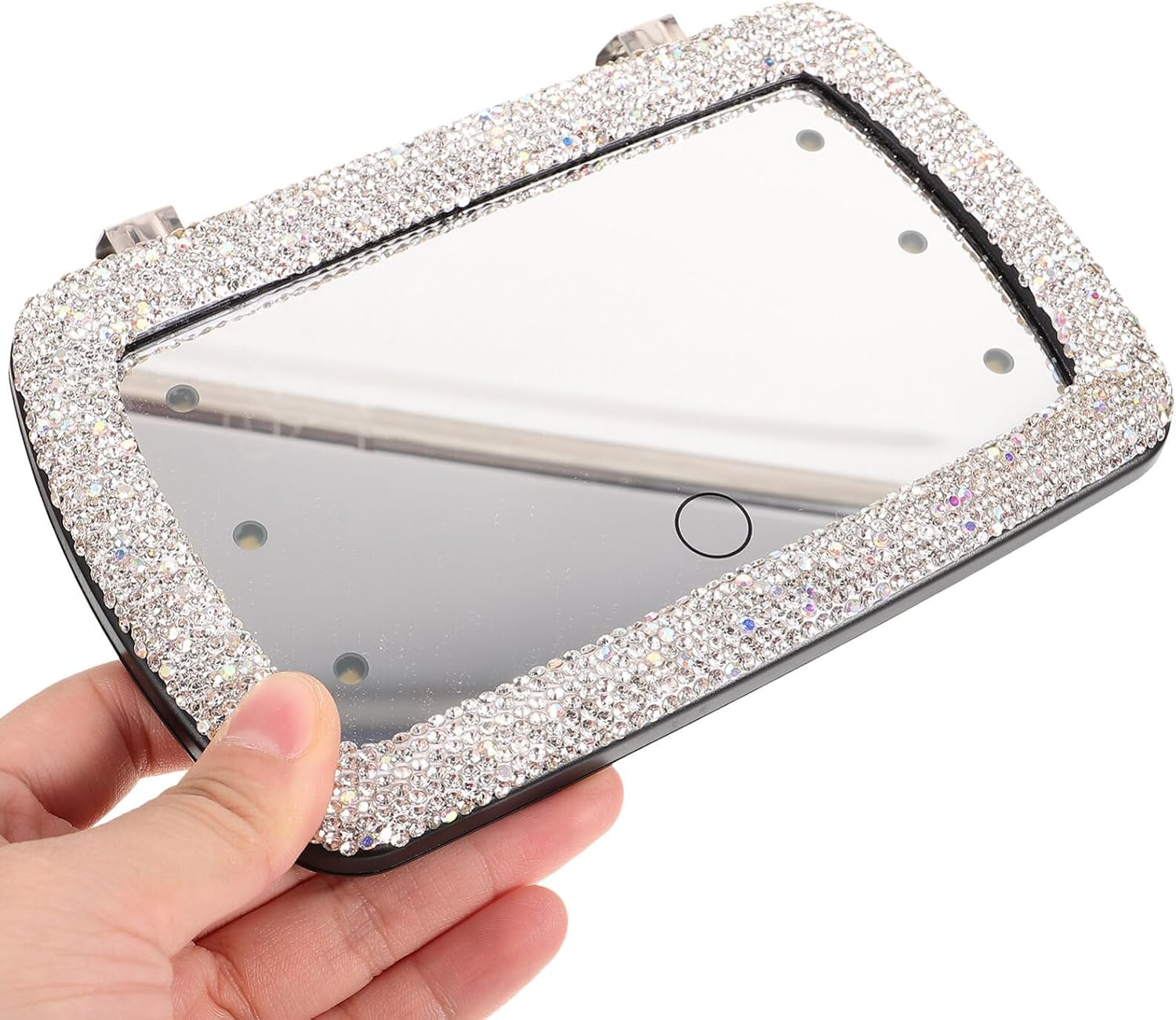 FAVOMOTO Espejo de visera solar para automóvil, espejo de tocador, clip en la vista trasera, sombra de sol, espejo de maquillaje cosmético de viaje,