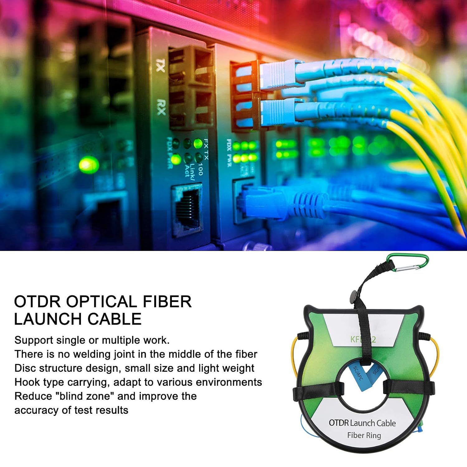 Eujgoov 9125um 0.6 mi OTDR Cable de lanzamiento de fibra óptica que tiene alta precisión con estricto control de calidad para el conector SCAPC-SCUPC