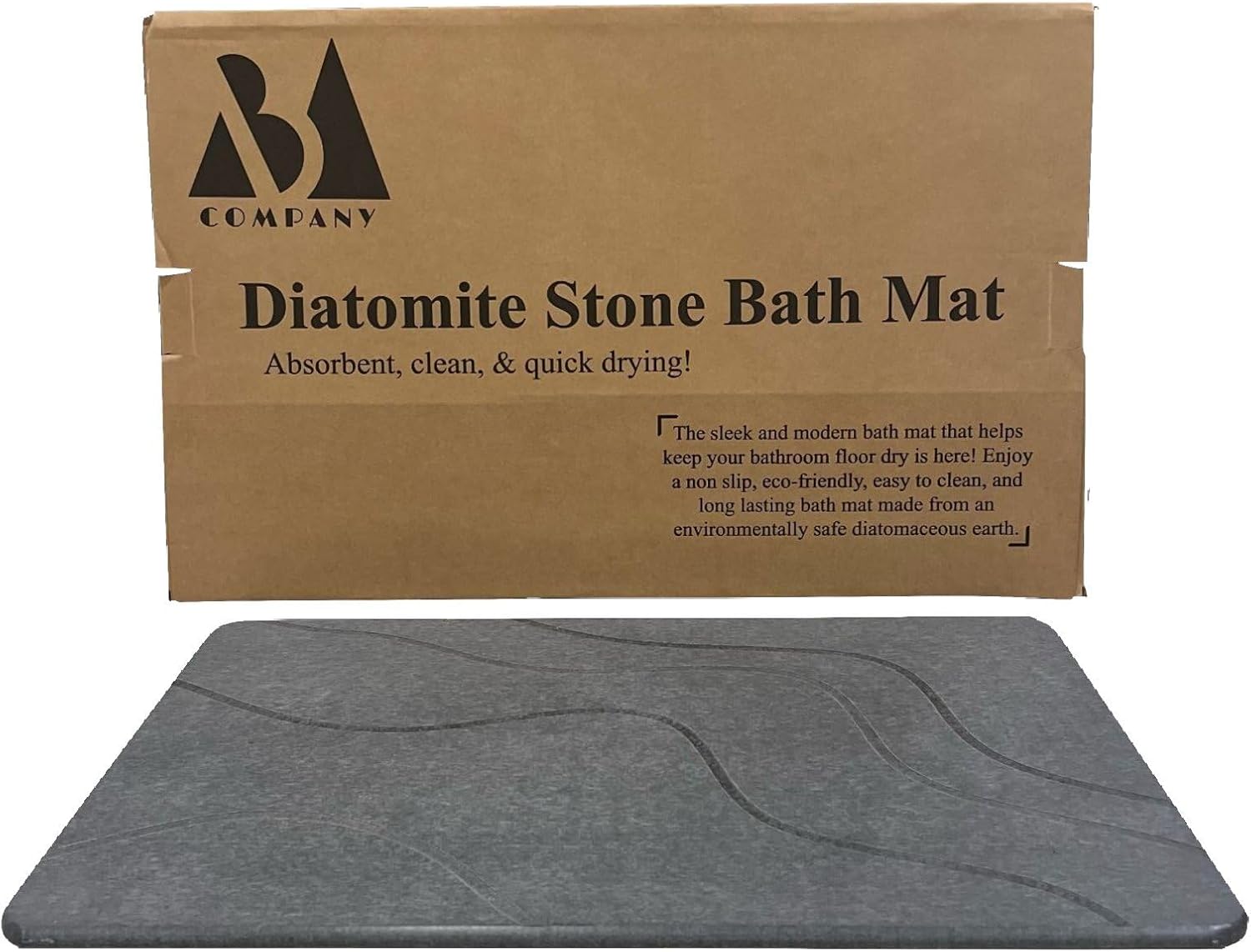 Tapete de baño de piedra de tierra de diatomeas, antideslizante, de secado rápido, súper absorbente, resistente al agua, respetuoso con el medio