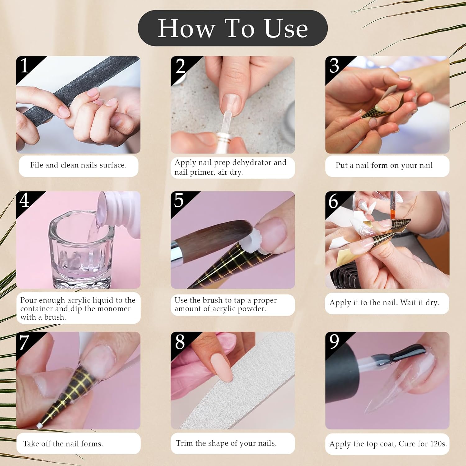 Lapielle Polvo acrílico profesional para arte de uñas. Larga duración, gran capacidad y secado rápido. Extensión de uñas de manicura de salón de