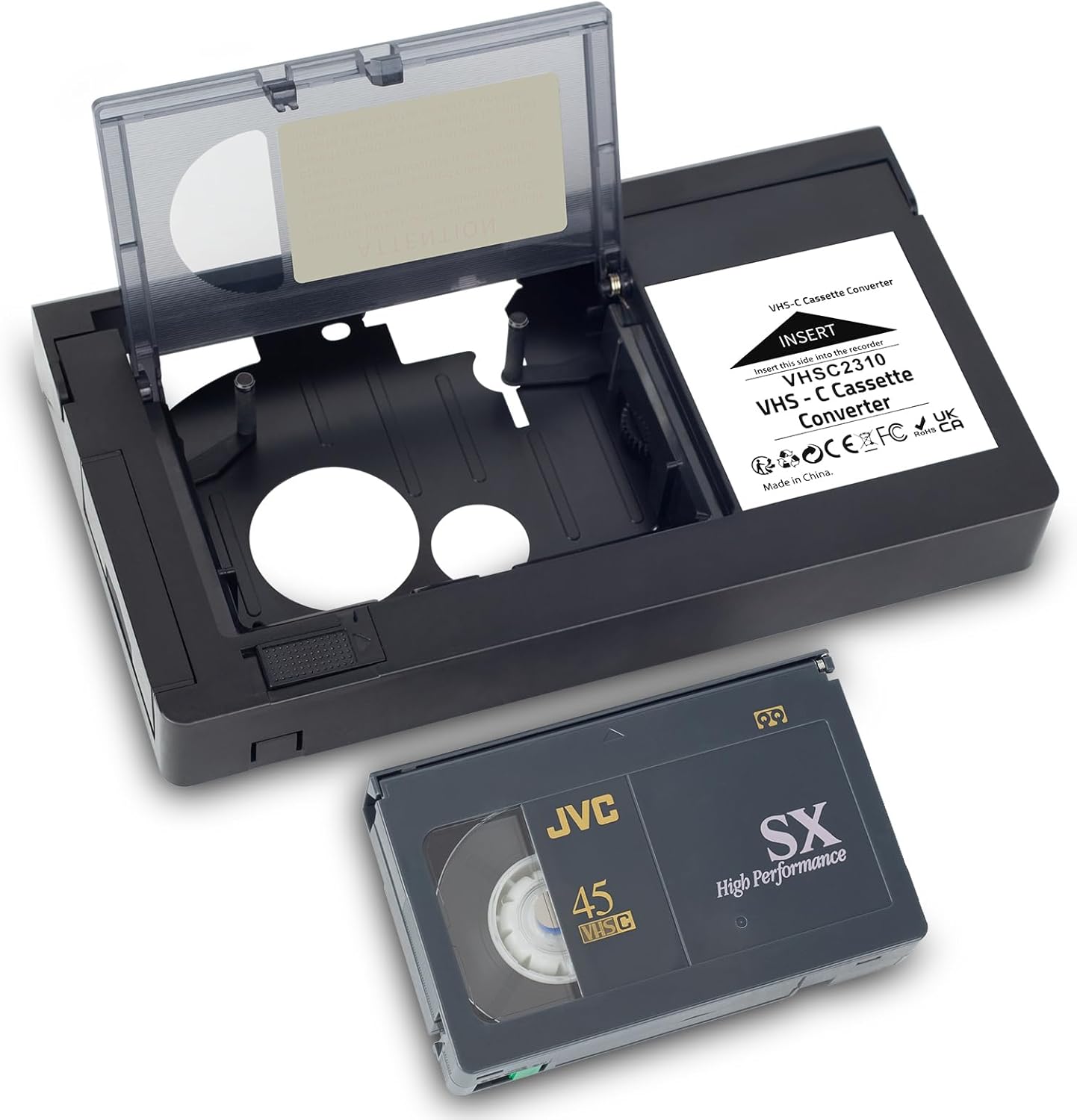 Adaptador de casete VHS-C compatible con videocámaras VHS-C SVHS JVC RCA Panasonic convertidor de casete VHS motorizado (no compatible con 0.315 in